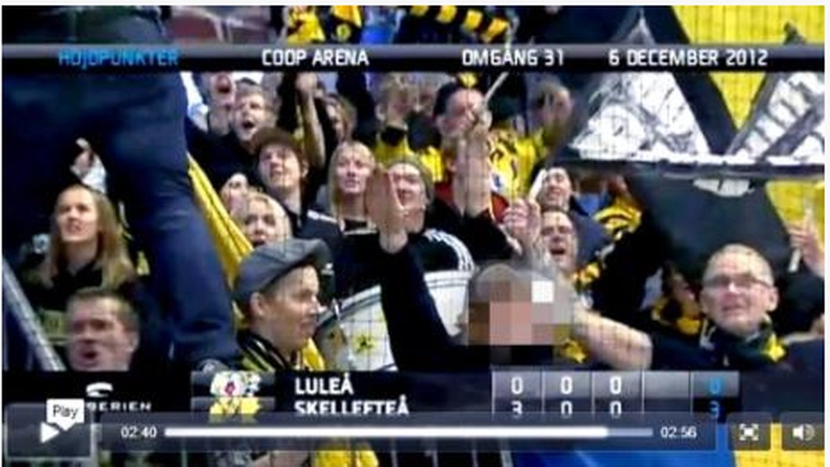 Här har vi en kille som verkligen inte tänkt till. Han höjde handen i en Hitler-hälsning under matchen mellan Skellefteå och Luleå.